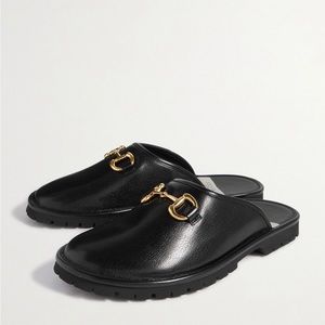 NWT Gucci  Elea Horsebit Leather Mule in Black Sz 10